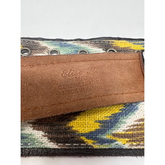 Elise M Boho Genuine Leather Belt Womens M/L Multicolor Buckle Hippie - Picture 4 of 6